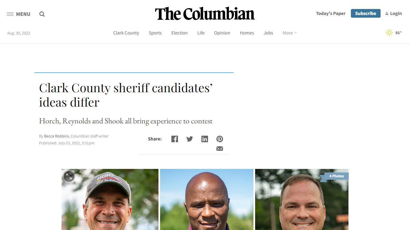 Clark County sheriff candidates’ ideas differ - The Columbian